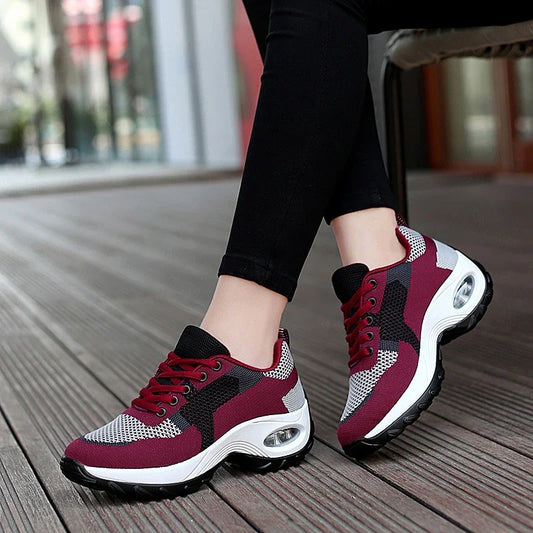 Tenis Women Sneakers Air Cushion Walking Shoes Breathable Gym Jogging Shoes for Woman Lace Up Platform Sport Shoe Tenes Feminino