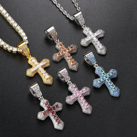 Pendentifs croix en zirconia glacé Colliers de mode Hiphop Rapper en chaîne en acier inoxydable sur le cou Homme Bijoux tendance OHP141