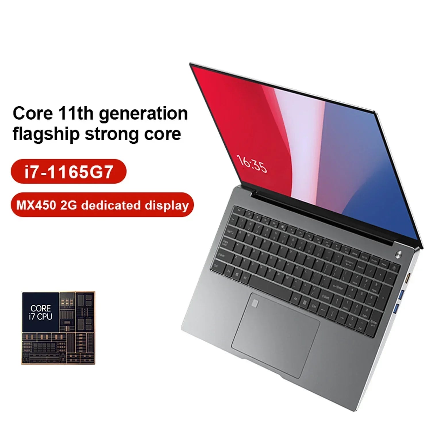 YEPO Nouvelle Édition Mondiale Ordinateur Portable Intel Core i7 Win11 Écran HD 15,6 pouces Carte Graphique Indépendante MX450 2G Déverrouillage par Empreinte Digitale 0,3