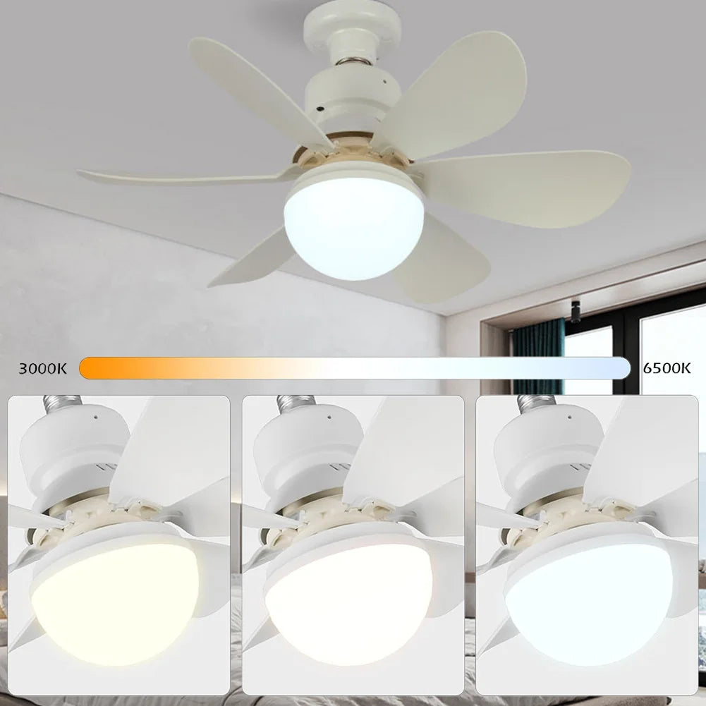 Lumière de ventilateur de plafond LED 30/40W E26/E27 à vis Lumière de ventilateur LED à trois couleurs dimmables pour salon, bureau, usage domestique 85-265V