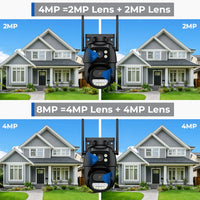 8MP 4K Caméra PTZ Wifi à Double Objectif avec Écran Double Détection Humaine Ai Suivi Automatique Caméra de Surveillance Extérieure Sans Fil Application iCSee