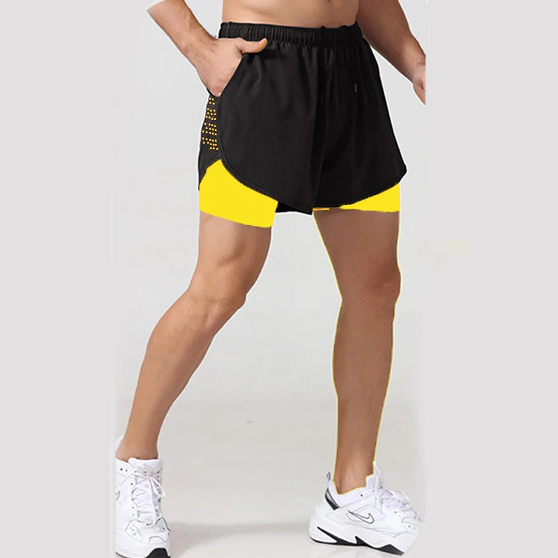 2024 Shorts de Course Vêtements de Sport 2 en 1 Pantalon d'Entraînement d'Été à Double Étage Plage Homme Vêtements de Jogging Gym Vêtements de Sport Shorts pour Hommes