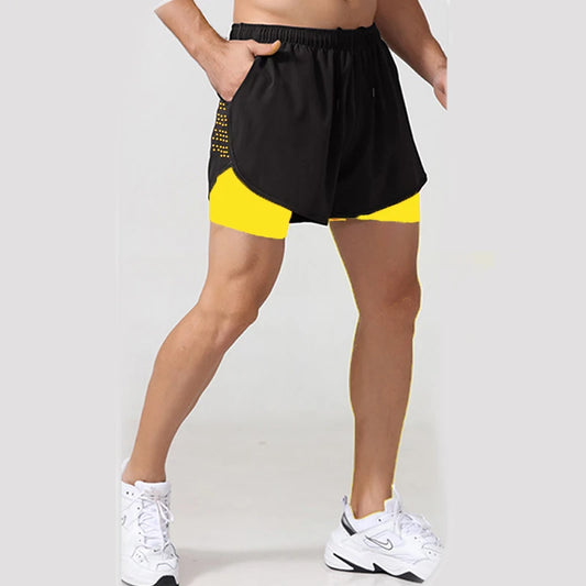 2024 Running Shorts Sportswear 2 in 1 Training Short Pant Summer Double-deck Beach Homme Jogging Clothing Gym Sport Shorts Men