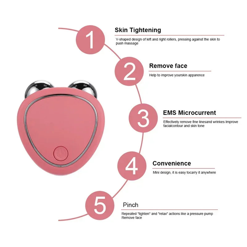 NOVO Rolo de Levantamento Facial Elétrico Massageador de Microcorrente Vibração Sónica Ferramenta de Beleza para Lifting Facial, Aperto da Pele e Anti-Rugas