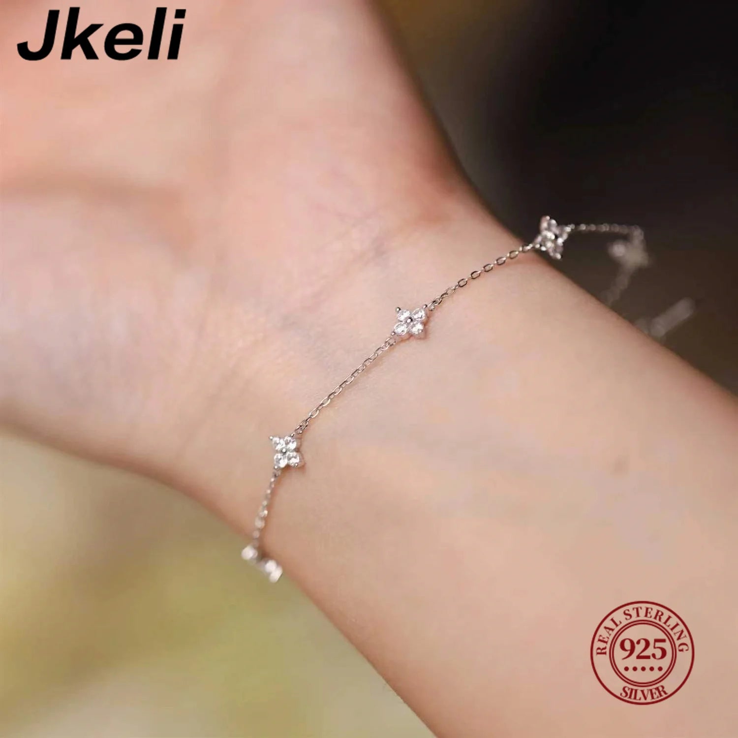 Jkeli- Real 925 Sterling Silver Plated 18k Gold Bracelet Korean Design Temperament Zircon Flower Bracelet for Women Jewelry GIFT