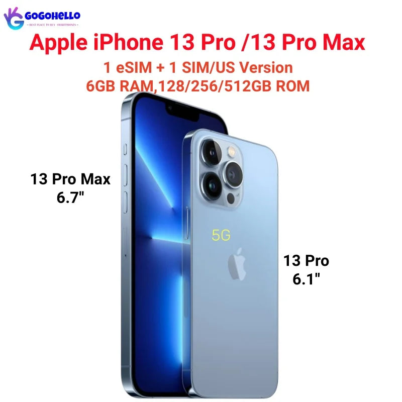 Apple iPhone 13 Pro/Pro Max 128GB 256GB 512GB ROM OLED Genuine A15 IOS Face ID NFC Desbloqueado Telefone Celular 98 % Novo