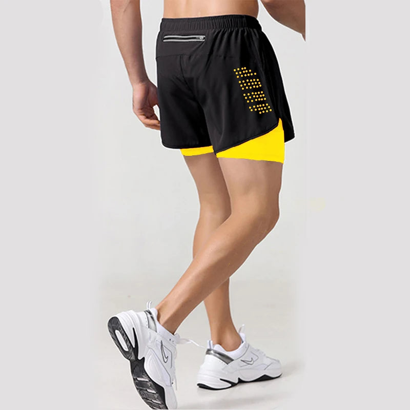 2024 Shorts de Course Vêtements de Sport 2 en 1 Pantalon d'Entraînement d'Été à Double Étage Plage Homme Vêtements de Jogging Gym Vêtements de Sport Shorts pour Hommes