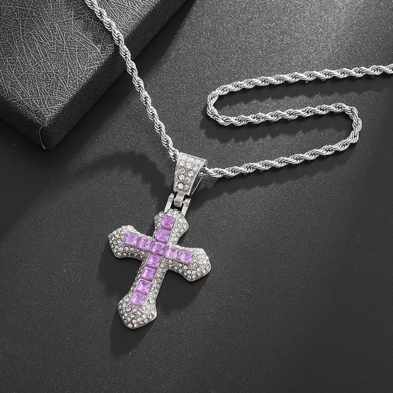 Collier en croix en zircon exquis pour hommes et femmes, vêtements tendance et accessoires de bijoux