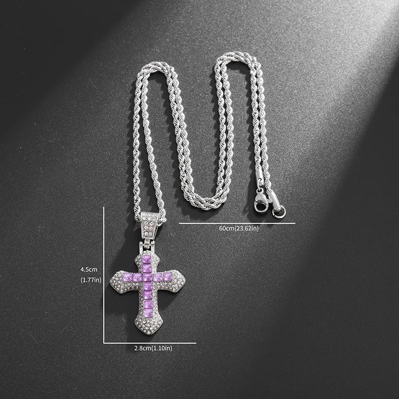 Collier en croix en zircon exquis pour hommes et femmes, vêtements tendance et accessoires de bijoux