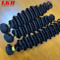 100% Unprocessed Malaysian Remy Human Hair Weave Extensions Curly Deep Wave Hair Bundles cheveux humain 12A Water Wave Bundles