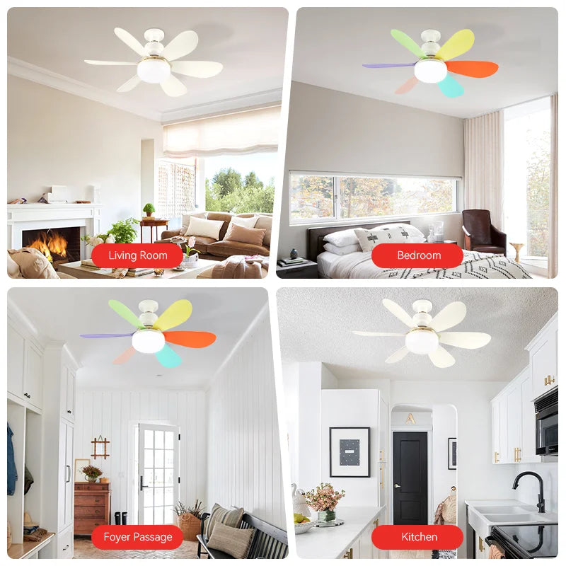 Ceiling Fan with Light E27 Socket Fans with Lights Remote Control for Dimming Fans for Room Ceiling Fan Lamp Home Use, 85-265V