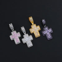 Hip Hop Iced Out AAA+ Cubic Zirconia Cross Pendant Necklace Rope Stainless Steel Chain on Neck Men Male Punk Rock Jewelry OHP155