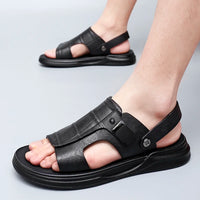 2023 New Vintage British Men Sandals Summer Beach Slipper Flats Soft Breathable Outdoor Sandals Leather Shoes Flip Flops Shoes