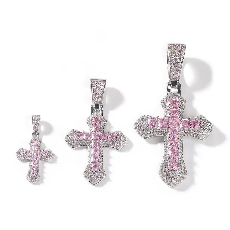 Hip Hop 3A+ CZ Stone Paved Bling Iced Out Cross Pendants Necklace for Men Women Unisex Rapper Jewelry Drop Shipping