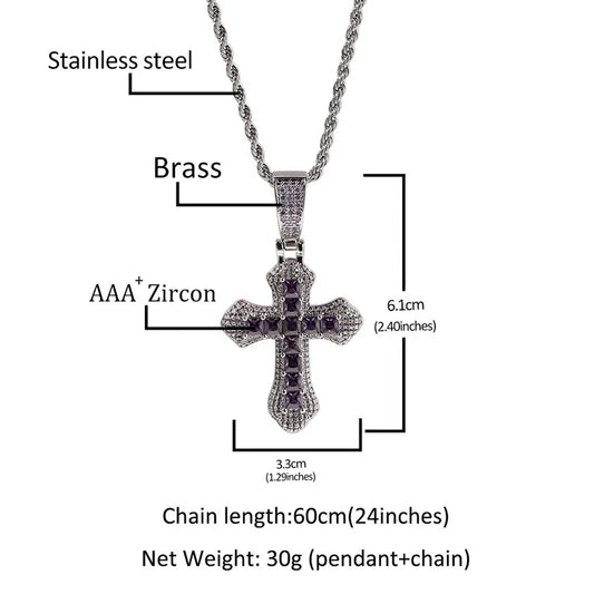 Pendentifs croisés en pierre CZ pavée bling glacée Hip Hop 3A+ pour hommes femmes unisexe bijoux de rappeur expédition directe