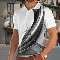 Camiseta Polo Masculina de Verão Camiseta de Manga Curta com Cores Código Malha Respirável Tops de Lapela de Negócios T-Shirt de Moda T-Shirt Listrada para Rapazes