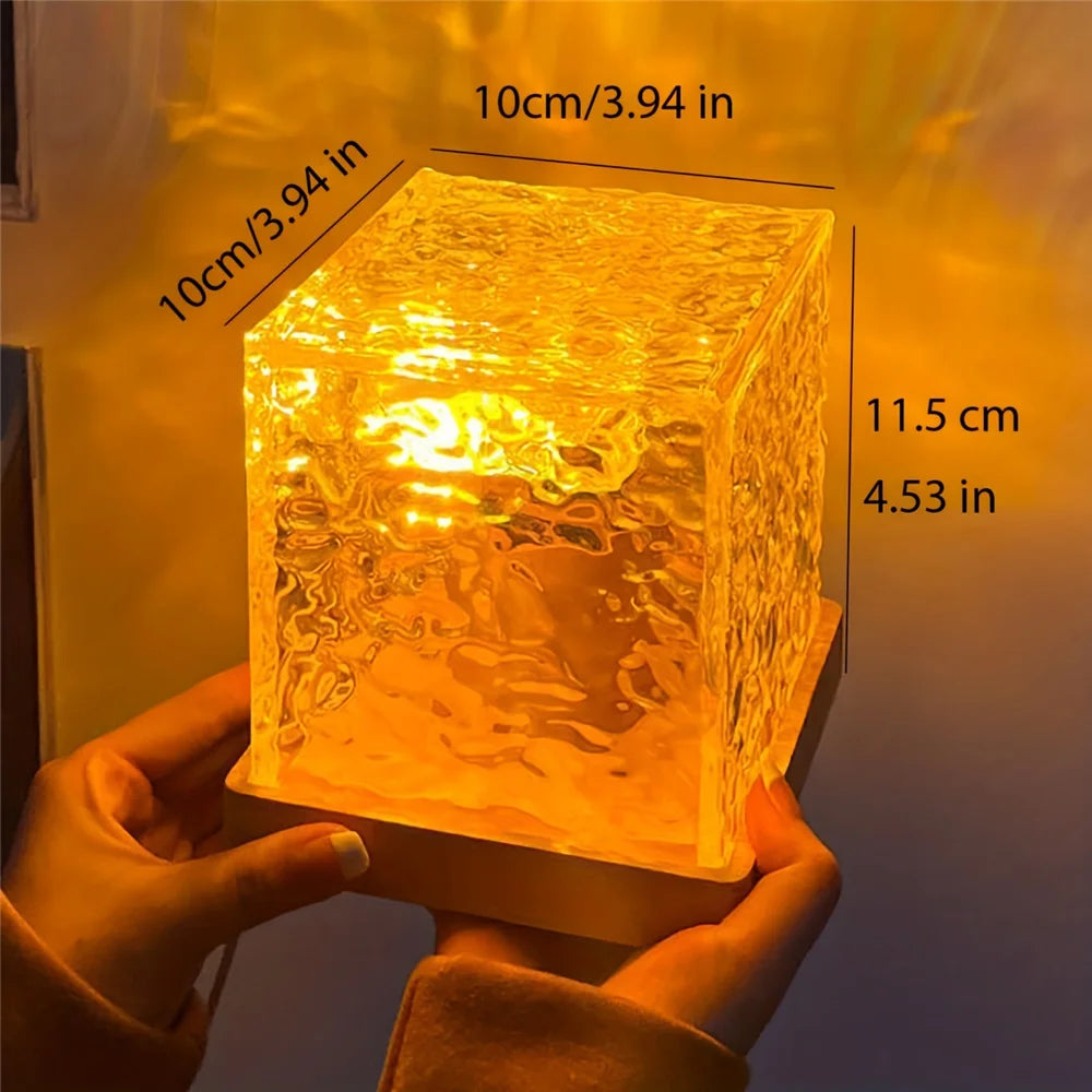 Luz Noturna de Ondas de Água Dinâmicas Projetor de 16 Cores Lâmpada de Ambiente para Quarto Luz LED de Parede Fresca com Controle Remoto USB Decoração para Quarto de Jogos