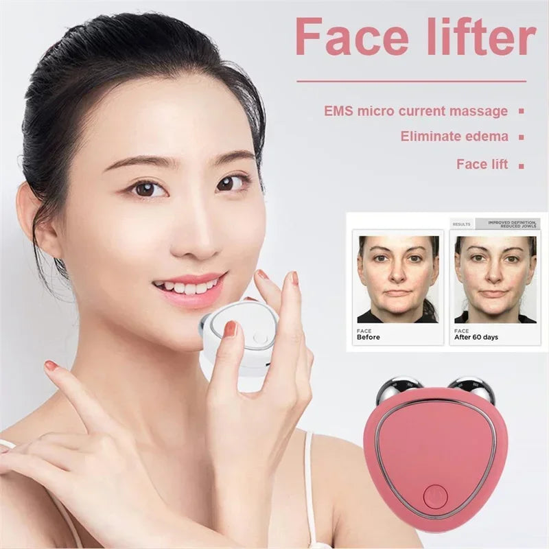 NEW Electric Face Lift Roller Microcurrent Massager Sonic Vibration Facial Lifting Skin Tighten Anti Wrinkle Beauty Massage Tool