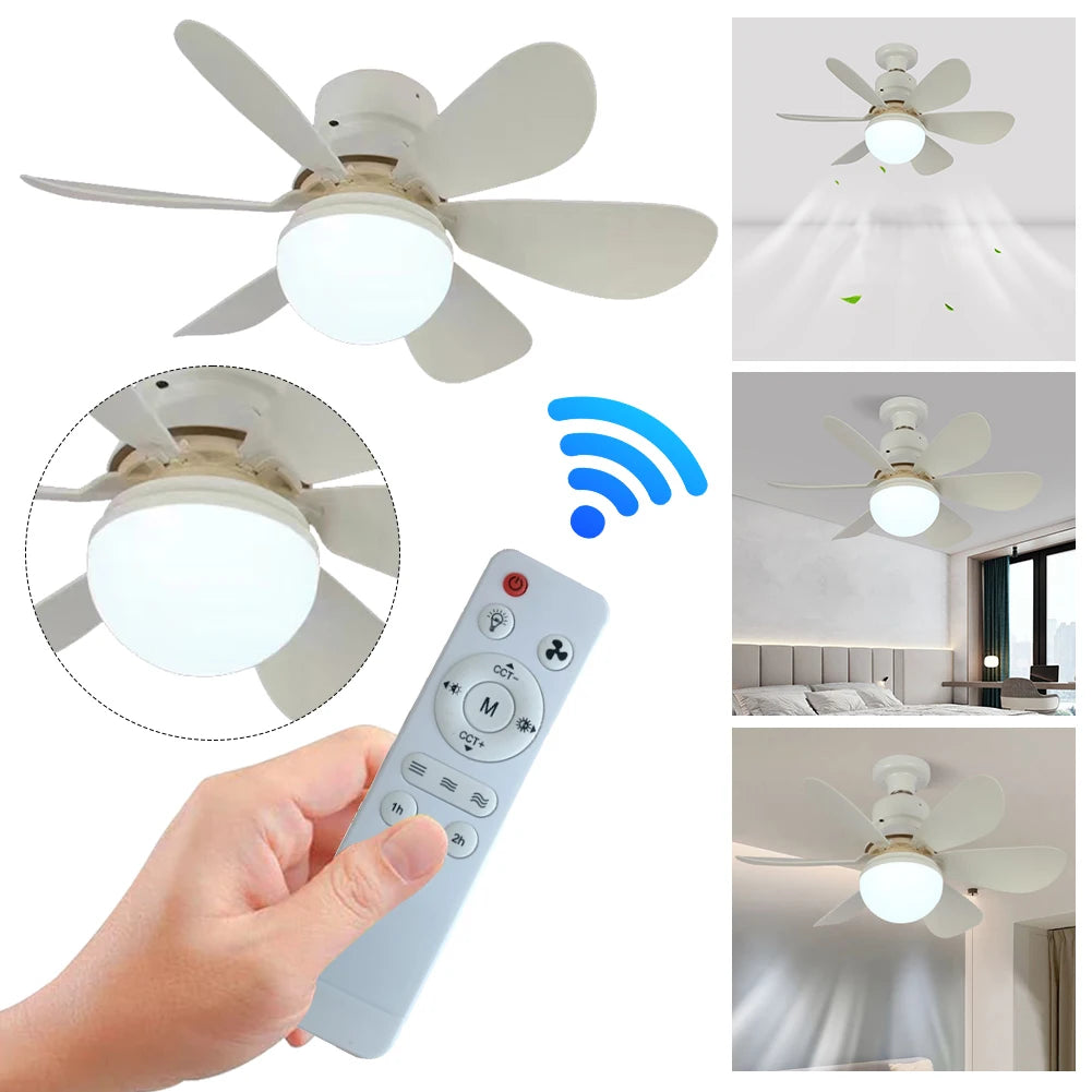 Lumière de ventilateur de plafond LED 30/40W E26/E27 à vis Lumière de ventilateur LED à trois couleurs dimmables pour salon, bureau, usage domestique 85-265V