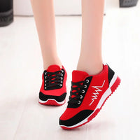 Wedge Shoes Woman New Mesh Women Shoes Luxury Designers Lace-Up Red Black Women Sneakers Casual Chaussures Femme Basket Femme