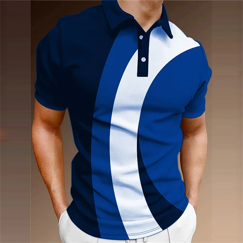 T-shirt Polo d'été pour hommes à manches courtes, en maille respirante, coloré, chemise d'affaires à col, haut tendance, T-shirt rayé pour garçons