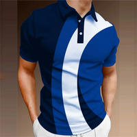 Camiseta Polo Masculina de Verão Camiseta de Manga Curta com Cores Código Malha Respirável Tops de Lapela de Negócios T-Shirt de Moda T-Shirt Listrada para Rapazes