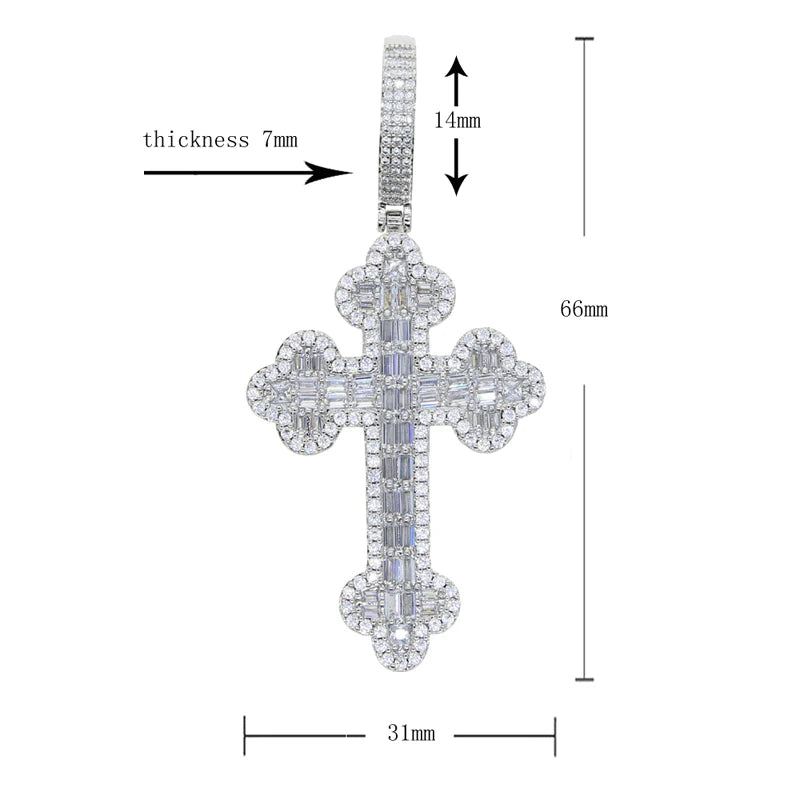 Men Women Hip Hop Cross Pendant Necklace Full Paved Sparking Cubic Zircon Rope Chain Iced Out Bling CZ Jewelry Fashion Gift