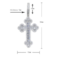 Men Women Hip Hop Cross Pendant Necklace Full Paved Sparking Cubic Zircon Rope Chain Iced Out Bling CZ Jewelry Fashion Gift