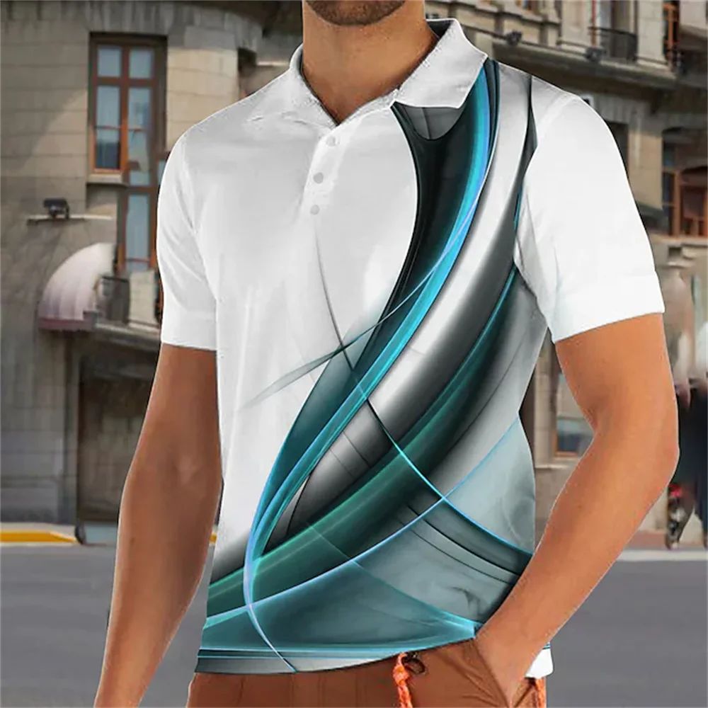 Camiseta Polo Masculina de Verão Camiseta de Manga Curta com Cores Código Malha Respirável Tops de Lapela de Negócios T-Shirt de Moda T-Shirt Listrada para Rapazes