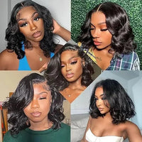 Body Wave Bob Wig Peruvian Body Wave Lace Front Human Hair Wigs Natural Color Lace Frontal Wigs Perruques Cheveux Humain Tuneful