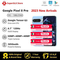 2023 Nouveau Google Pixel 8 Pro 5G Google Tensor G3 12 Go 128 Go 6,7" NFC Octa Core Android 14 IP68 résistant à la poussière/l'eau Caméras 50 MP