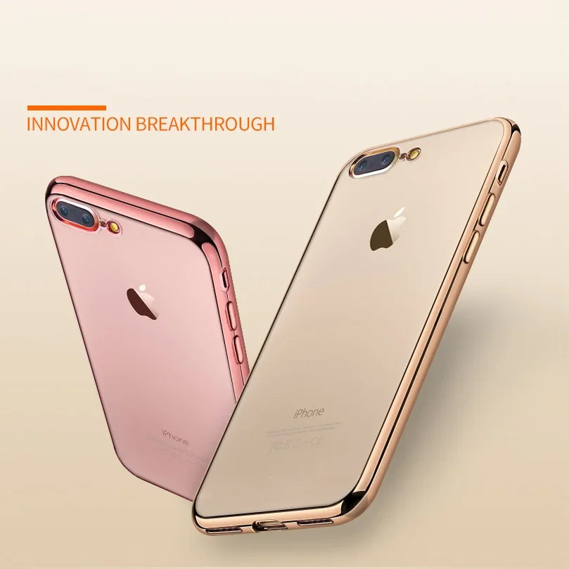 Pour étui iPhone 8 Plus, étui en gel silicone doux avec plaquage en or de luxe pour iPhone 14 13 11 Pro 12 Mini X XR XS Max 7 Plus 6S 6