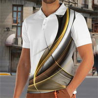 Camiseta Polo Masculina de Verão Camiseta de Manga Curta com Cores Código Malha Respirável Tops de Lapela de Negócios T-Shirt de Moda T-Shirt Listrada para Rapazes