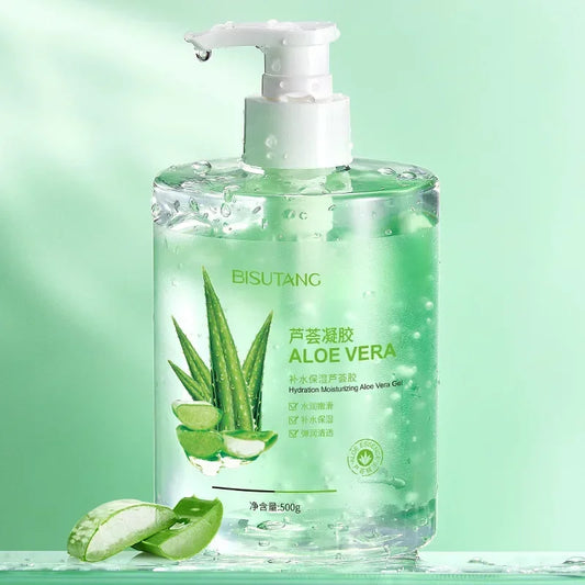 500g Garrafa Grande Gel Hidratante de Aloe Usado em Todo o Corpo Amacia a Pele Desvanecer Marcas de Acne Reparar Cuidados Faciais Produtos de Cuidados com a Pele