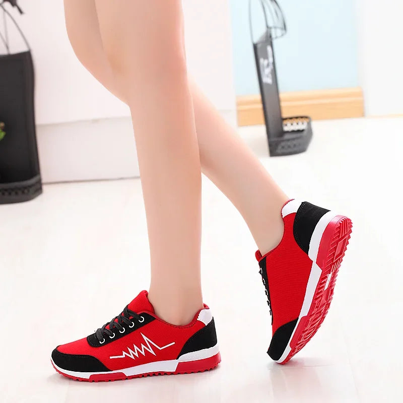 Wedge Shoes Woman New Mesh Women Shoes Luxury Designers Lace-Up Red Black Women Sneakers Casual Chaussures Femme Basket Femme