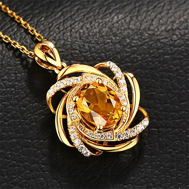 Pendentif en topaze de 2 carats en or 18K pour femmes, bijou en cristal, collier en or jaune, accessoires pour femmes