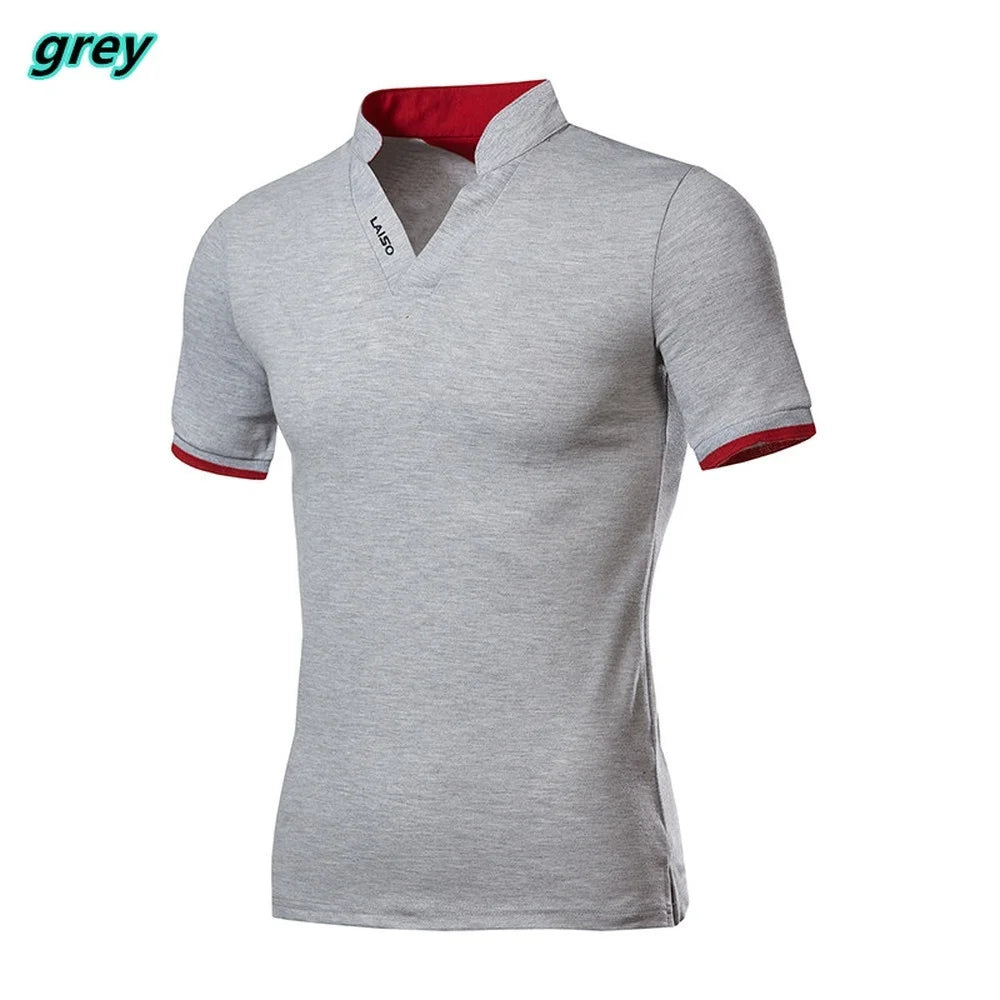 Camisa Polo de Algodão para Homens Marca de Moda Tamanho Grande Camiseta Polo de Manga Curta Homme