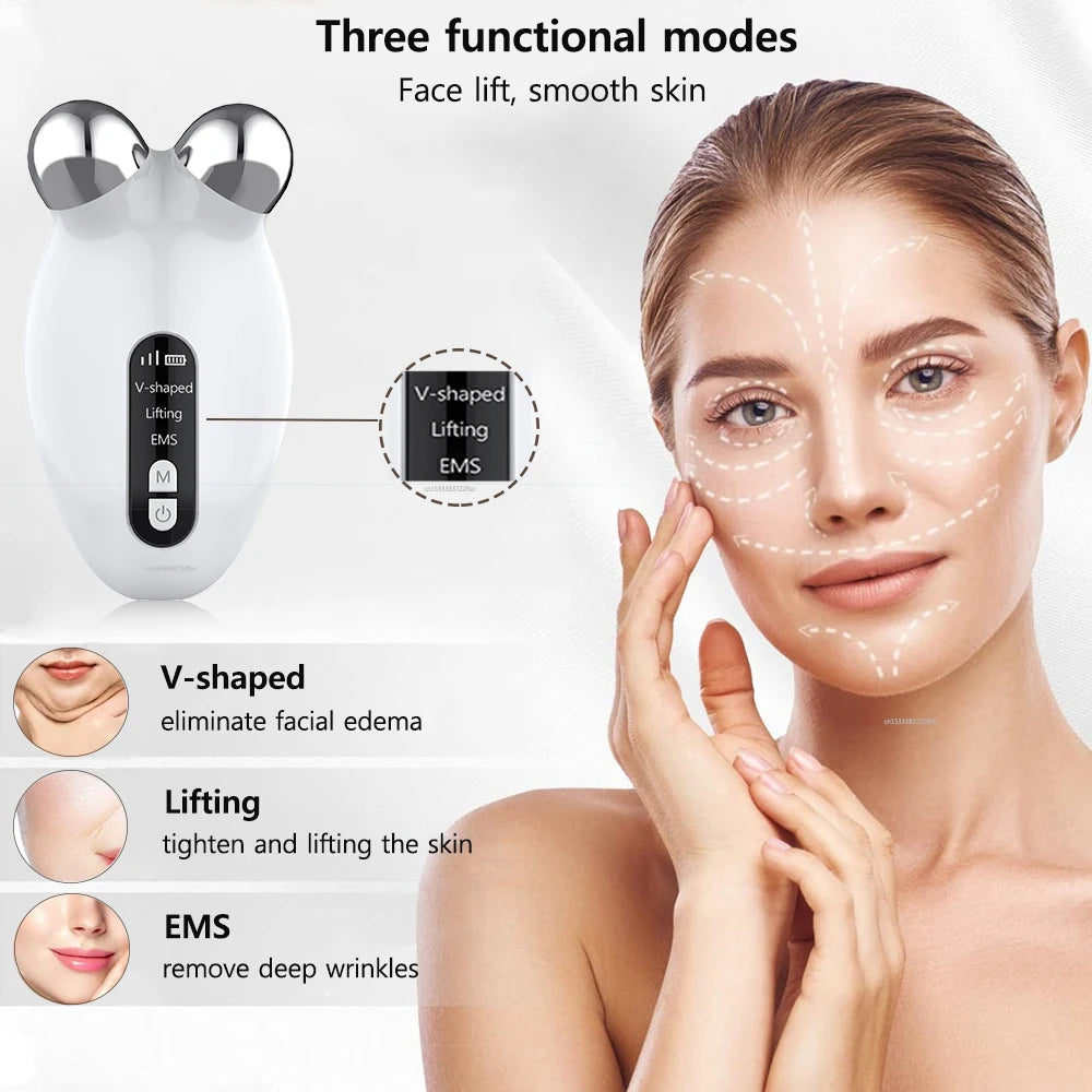 Facial Massager EMS Microcurrent Roller Device For Face Lifting Skin Tighten Rejuvenation Anti Wrikle Double Chin Remover Tools