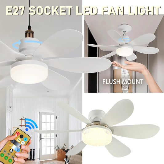 LED 30/40W Ceiling Fan Light E26/E27 Screw Head LED Fan Light Three Color Dimming For Living Room Study Home Use 85-265V