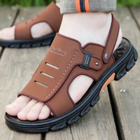 Man Retro Outdoor Leather Shoes for Men Summer New Men Sandals Luxury High Quality Cowhide Beach Shoes Anti Slip Men Slippers