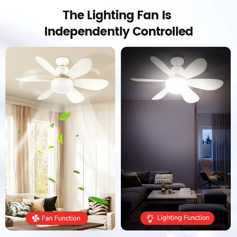 Ceiling Fan with Light E27 Socket Fans with Lights Remote Control for Dimming Fans for Room Ceiling Fan Lamp Home Use, 85-265V