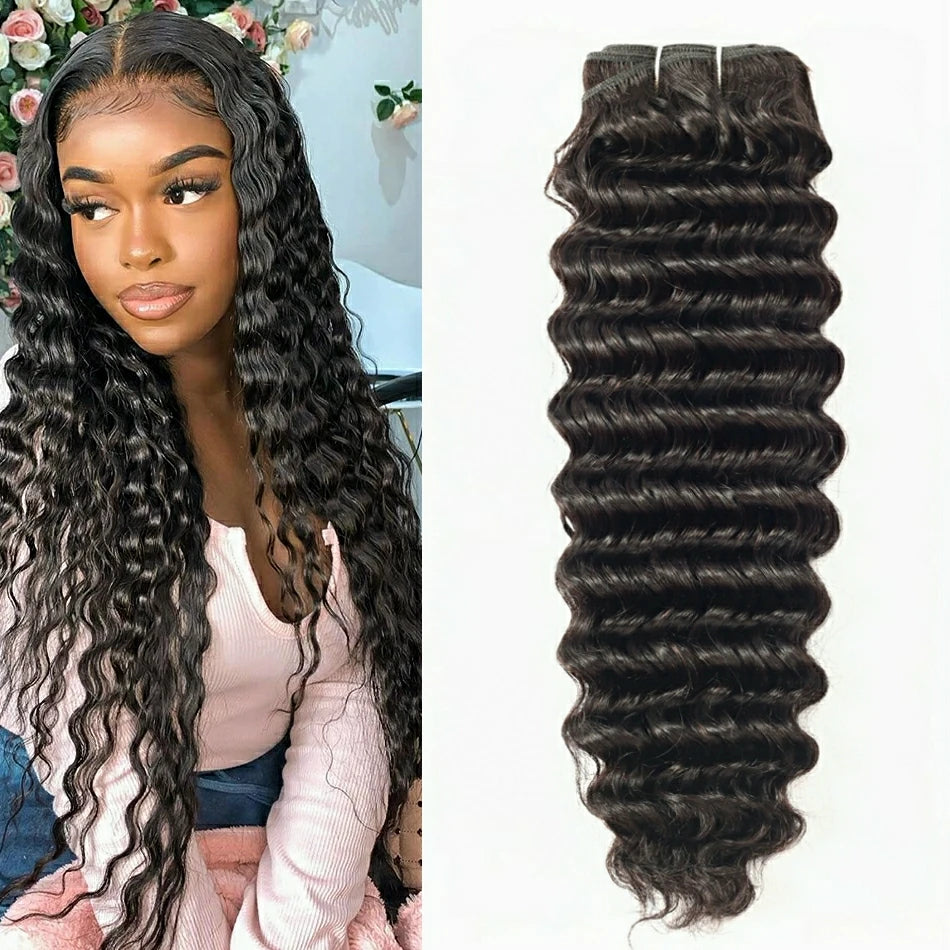 Pacote de Cabelo Humano Brasileiro Sapphire Deep Wave Oferta de Pacote Cabelo Remy Não Processado Extensão de Cabelo Cacheado Dupla Camada