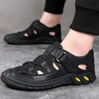 Vintage Classic Mens Sandals Summer Genuine Leather Sandals Men Outdoor Casual Lightweight Sandal Fashion Men Sneakers Soft