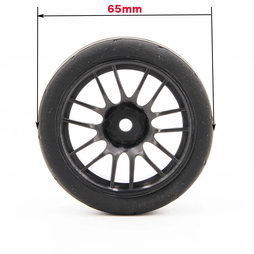 4PCS 65mm 1/10 Rubber Tire RC Racing Car Tires On Road Wheel Rim For HSP HPI RC Car Part Diameter 65mm Tires 94123-94122 CS XIS