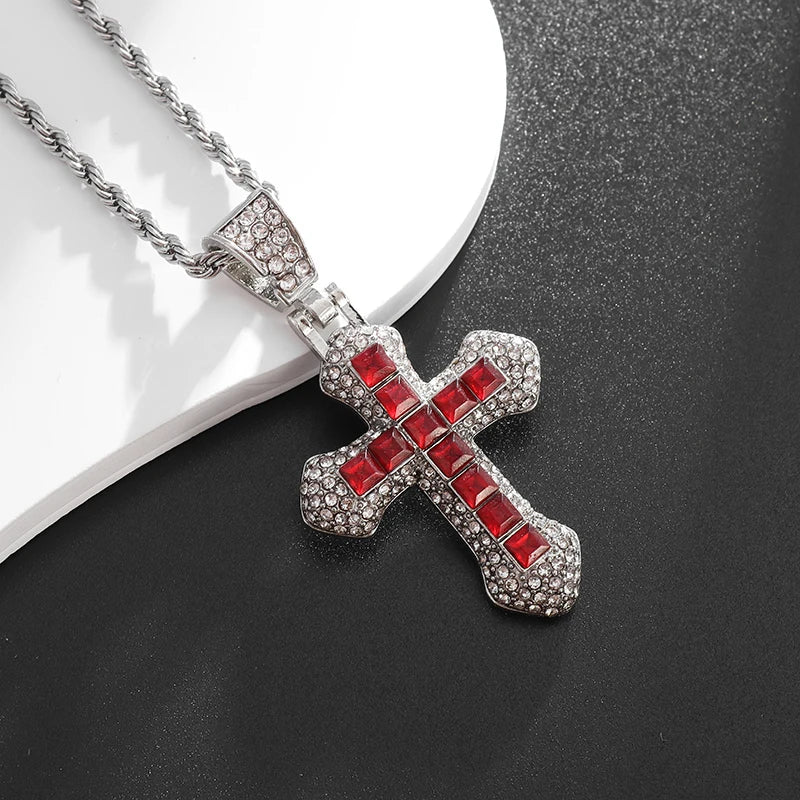 Exquisite Zircon Cross Necklace for Men and Women, Trendy Clothing and Jewelry Accessories