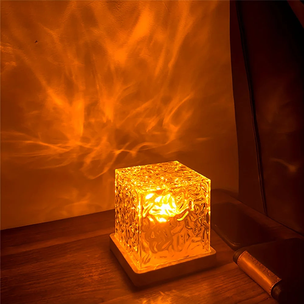 Lumière nocturne à effet d'eau dynamique, projecteur à 16 couleurs, lampe d'ambiance pour chambre, lumière LED murale USB télécommandée, décoration de salle de jeu