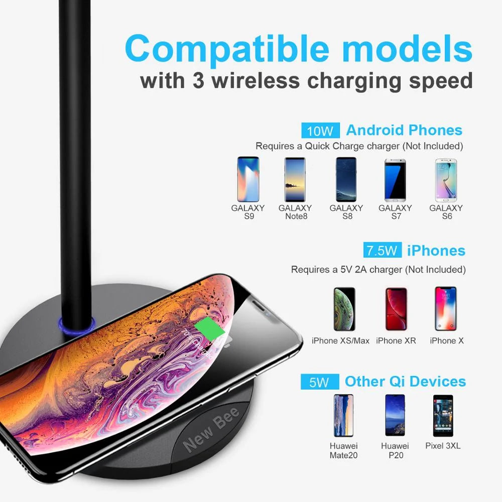 Clearance New Bee Z4 Fast Wireless Charging Headphone Stand 5W/7.5W/10W Speed Headset For iPhone 14 13 pro iWatch 8 7