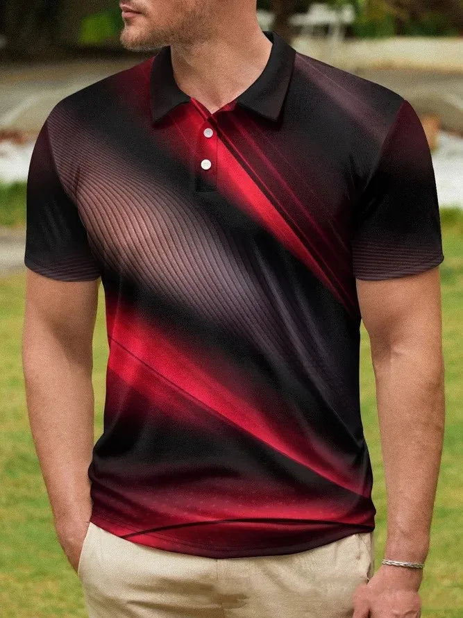 Camiseta Polo Masculina de Verão Camiseta de Manga Curta com Cores Código Malha Respirável Tops de Lapela de Negócios T-Shirt de Moda T-Shirt Listrada para Rapazes