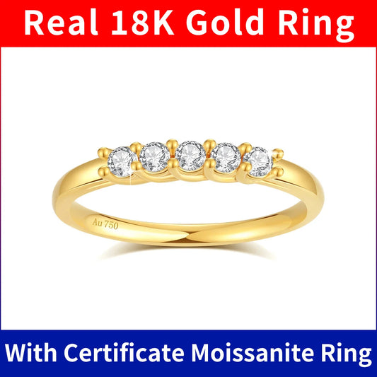 Atacado Anel de Ouro 18k 750 100% Real com Certificado Joias de Moissanite K Ouro Europeu para Mulheres Presente de Casamento de Luxo de Verão