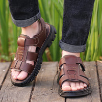 2023 New Breathable Comfortable Casual Mens Sandals Summer Leather  Slippers Outdoor Beach Shoes